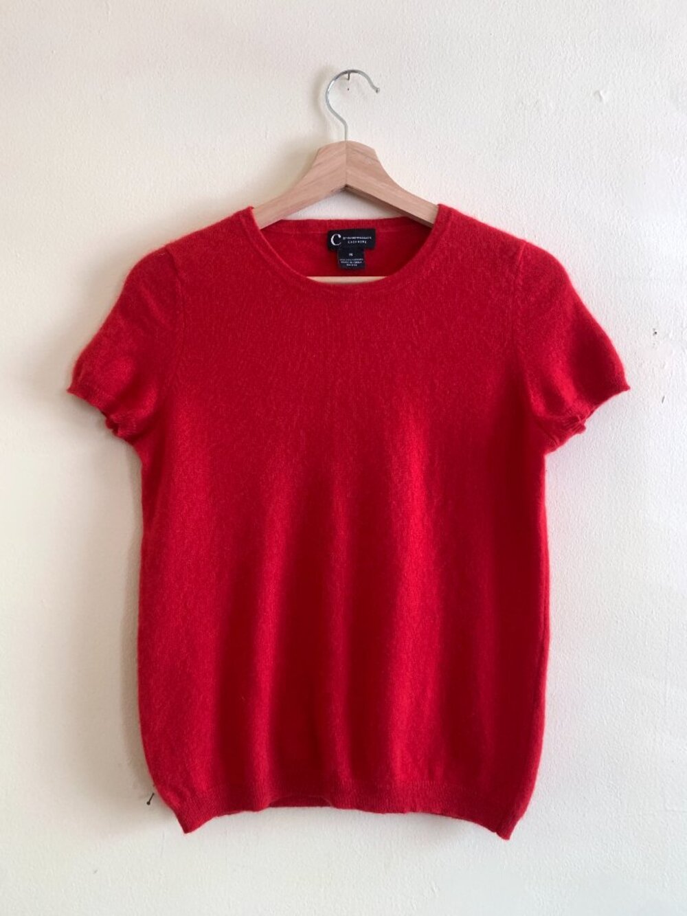 C by Bloomingdales Cashmere Sweater Womens Medium Red Short Sleeve Crew Neck M